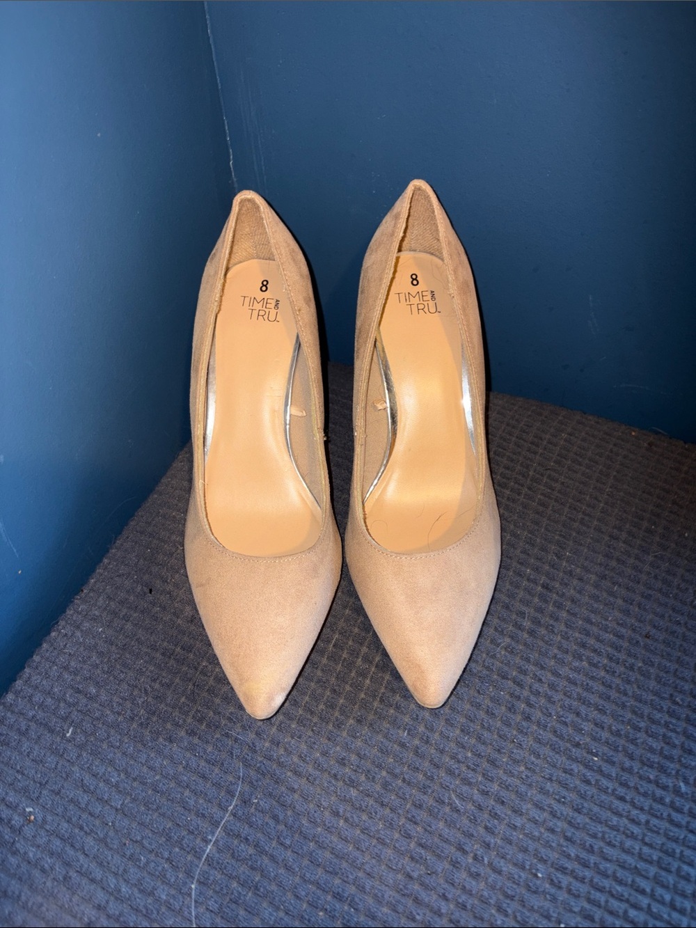 Time and Tru Women's Nude Suede Pointed-Toe Pumps 8
